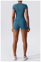 Mono de Yoga de Manga Corta para Mujer Ajustado Secado Rápido Entrenamiento de Danza Traje de Fitness Conjunto de Salto Alto Material Exterior de Nylon - details 12
