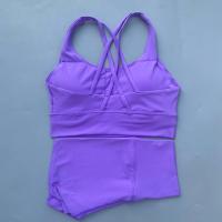 Conjunto de Yoga Sólido para Gimnasio y Bicicleta Legging Corto y Sujetador Deportivo Cruzado - details 1