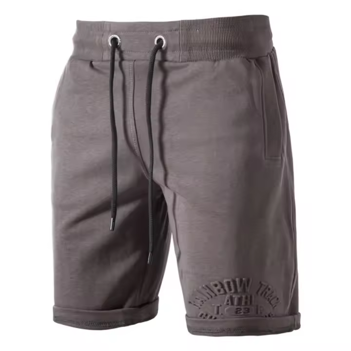 Liquidación, pantalones deportivos de color sólido con relieve de tendencia de calle británica de verano para hombres, pantalones cortos casuales de rizo lavados - 1