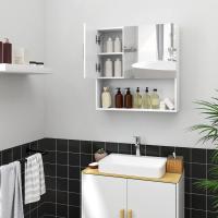 Mueble de Espejo Ajustable Estante con 4 Compartimentos Interiores y 1 Abierto MDF Blanco - details 3