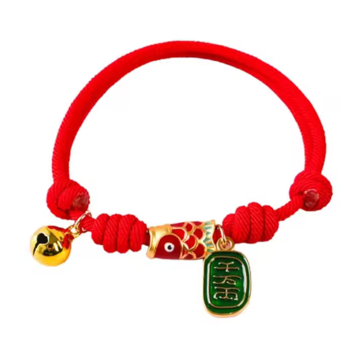 Collar creativo hecho a mano con campana para mascotas, Collar trenzado ajustable para gatos, Collar para cachorros de estilo chino, suministros para mascotas - 1
