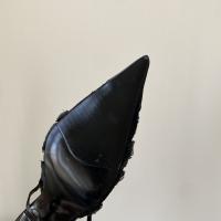Diseño francés sentido nicho vestido negro tacones altos mujer stiletto estilo de hadas sandalias puntiagudas falda femenina - details 38