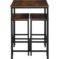 Bar, Conjunto de taburetes con mesa para bistró, Conjunto minimalista de comedor con asientos estilo industrial (madera industrial oscura, rústica) - details 6