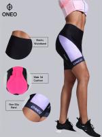 Pantalones cortos de ciclismo ONEO para mujer - Cintura alta, asiento absorbente de impactos, acolchado de silicona 3D, nailon/spandex transpirable, diseño de bloques de color para montar al aire libre, pantalones cortos de ciclista - details 5
