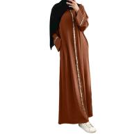 Elegante Falda Maxi de Caftán de Secuencia Larga Vestido Islámico de Moda para Mujeres - details 5