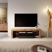 Mueble TV Moderno/Mesa TV/Mueble para Salón / 140 cm (sin LED, Nogal/Negro Brillante) - details 4