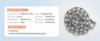SucceBuy Cadena de ancla para barco de 1/4" x 4', 1700 lbs WLL/4800 lbs BS, acero inoxidable 316 de grado marino con grilletes de anillo de bloqueo doble para cubierta, pesca y barcos - details 6