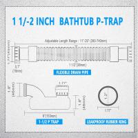 Trampa de perfil bajo 1 1/2 P, tubo de drenaje Flexible para bañera y ducha, trampa plana P, drenaje de bañera independiente para desagüe de bañera - details 6