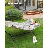 Hamaca de Bambú con Barras Separadoras Curvas Desmontables, Almohada, 200 x 140 cm, Carga 225 kg, Gris y Beige - details 2