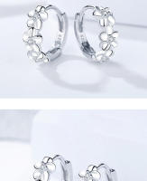 -pendientes de plata de ley 925 para mujer, aretes redondos con forma de flor pequeña, regalo de joyería - details 3
