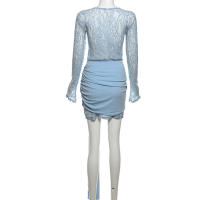 BUNO-con estampado Irregular de Nibber para mujer, moda de otoño, sexi, ver a través de cordones, puños con borlas elásticas, ropa de fiesta nocturna para discoteca - details 8