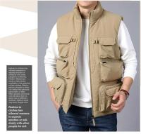 Chaleco Cargo para Hombre Abrigo Táctico de Lana Gruesa sin Mangas, Traje de Trabajo con Bolsillos, 6XL, Novedad 2025 - details 3