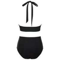 Conjunto de Bikini de Cintura Alta Traje de Baño Negro Ajustable para Mujeres Control de Barriga - details 2