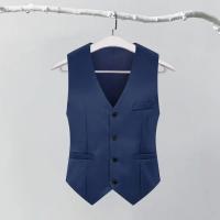 Chaleco Formal sin mangas con bolsillos, traje masculino de un solo pecho, chaleco informal para fiesta, Bar, vestido de banquete, chaleco de traje de Color sólido - details 4
