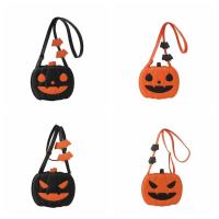 Bolso de calabaza de Halloween de cuero PU de dibujos animados, bolso de hombro divertido de calabaza de murciélago, bolso cruzado cuadrado de gran capacidad para fiesta - details 1