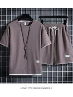 Conjunto De Camiseta Y Pantalones Cortos Informales Para Hombre, Chándal De Color Sólido, Trajes Sueltos De Verano, Talla 3XL - details 10