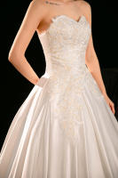 Vestido de novia de satén 2025, nuevo estilo, nupcial, pequeño, principal, francés, sin tirantes, de gama alta, hilo exterior blanco - details 6