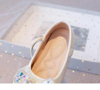 Zapatos de cuero para niñas pequeñas, calzado informal con encaje de mariposa, Princesa de cristal, dulce y Chic, planos y suaves para fiesta - details 15
