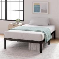 150x190 cm - Altura 36 cm con almacenamiento debajo de la cama - Estructura de cama de plataforma de metal con soporte de listones de acero - Negro - details 12