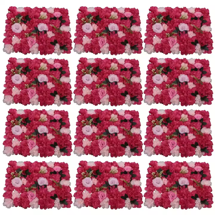 Panel de pared de flores artificiales, telón de fondo para decoración de boda, fiesta, evento, 24x16 pulgadas, paquete de 12 - 1