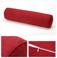 Almohada cilíndrica de lino y algodón, cojín de cabecera de sofá de oficina, extraíble y lavable, Color sólido - details 7