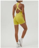 Mono de Yoga ajustado para levantamiento de cadera, diseño atlético de colores contrastantes, mono sin espalda para trabajo, ropa de Yoga de secado rápido con almohadillas para sujetador - details 6