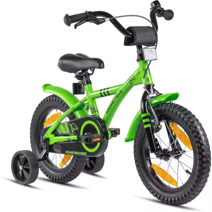 Bicicleta niño 4 años Bicicleta niña 4-6 años 14 Pulgadas Bici niños - Infantil con Pedales ruedines y Freno contrapedal Verde - 1
