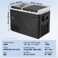 SucceBuy Refrigerador-congelador portátil para automóvil,-4 ℉ -68 ℉   Ajustable. Enfriador de compresor para el hogar, al aire libre, camping, RV, automóvil. - details 6