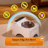 Comedero inteligente para gatos a prueba de polvo, protege el cuello, tapa de apertura automática, dispensador automático de comida para gatos, con sensor infrarrojo elevado y abatible. - details 8