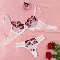Conjunto de lencería Sexy exótica, sujetador de encaje transparente para mujer, tentación transparente, sujetadores florales bordados, conjuntos de ropa interior Push Up - details 12