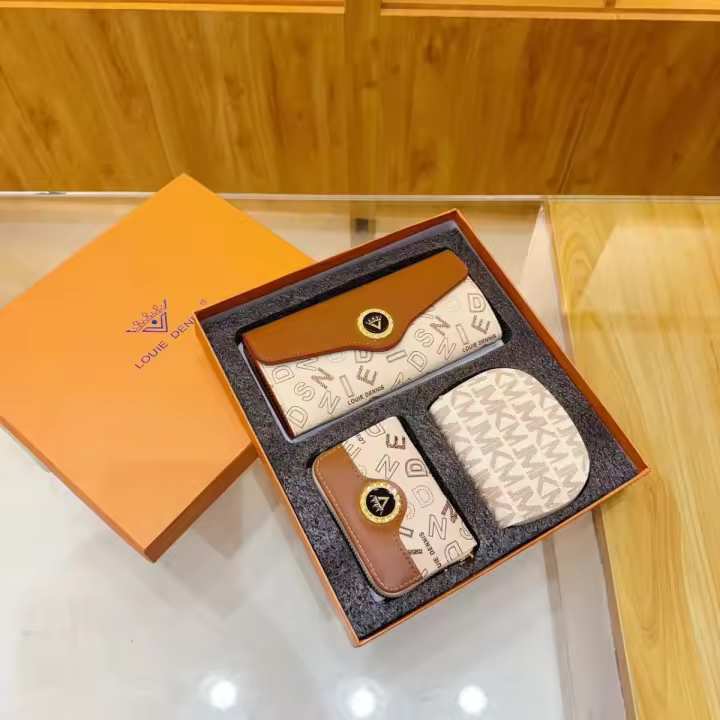 Embalaje de lujo ligero de gama alta de la caja de regalo de las mujeres de la cartera del portatarjetas portátil 3 en 1 de la moda - 1