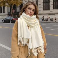 Bufanda de Cachemira de Color liso para mujer, chales gruesos y cálidos de Pashmina con borlas, manta femenina, Hijab, 2024 - details 3
