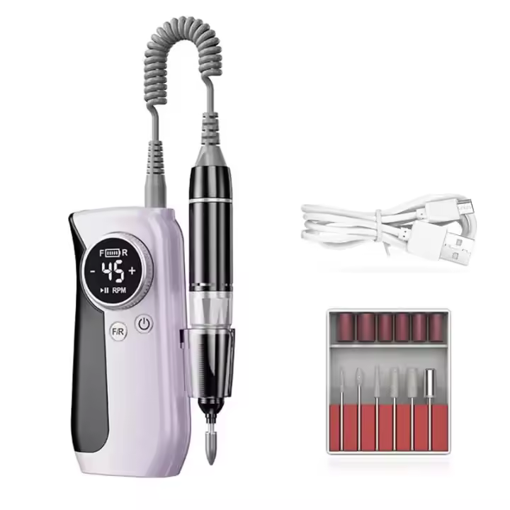Taladro de Uñas Portátil de Alta Capacidad Recargable y Sin Cable Manicura Eléctrica de Alto Torque para Uñas Limpias y Polidas - 1