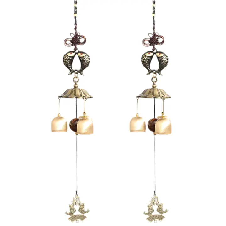 Colgante de campana de cobre de doble pez, carillón de viento de Metal, estilo japonés - 1