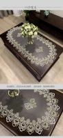 Mantel de té, mantel para mesa de comedor, forma ovalada, blanco, europeo, flor bordada de poliéster, decoración de sala de estar - details 3