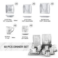 MALACASA-vajilla de porcelana gris Mármol, 30/60 piezas, con postre/sopa/plato de cena/taza/platillo, servicio para 12 - details 1