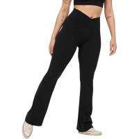 Pantalones acampanados cruzados elásticos para mujer, Leggings de Yoga, Control de barriga, cintura alta, pantalones largos de pierna ancha - details 13
