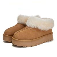 Botas de tobillo de lana auténtica para mujer, botines de piel auténtica con forro inferior grueso para nieve, informales, a la moda, novedad de invierno - details 0