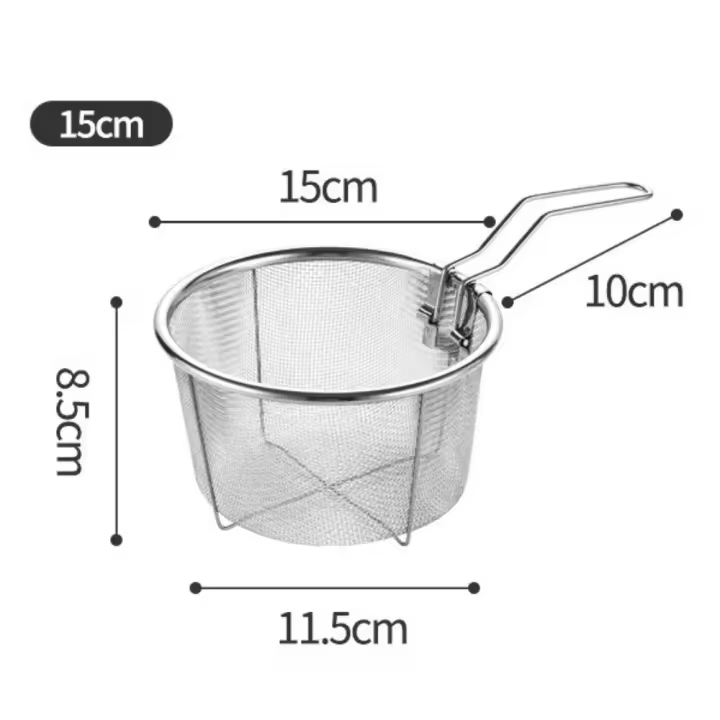 Colador para freír con Chip francés de acero inoxidable duradero, cesta plegable multifuncional para freír, colador de malla de alambre - 1