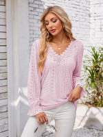 Ropa de calle informal elegante para mujer, camisetas lisas para mujer, ropa de moda para mujer, camisas Vintage para mujer, Top de primavera - details 14