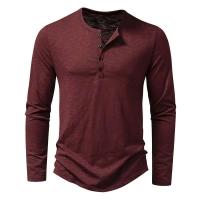 Camiseta 2025, polo Henry de algodón de bambú, camiseta de manga larga a la moda para hombre - details 1