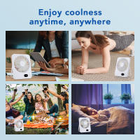 Ventilador de escritorio para colgar en la pared, Mini enfriador de aire portátil silencioso recargable por USB con pantalla de batería, flujo de aire de refrigeración fuerte - details 7
