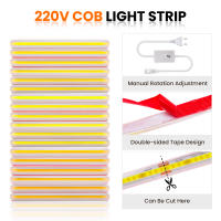 Tira de luces LED COB regulable de 220V con adhesivo, enchufe europeo, cinta Flexible impermeable IP65, Luz lineal de alta densidad - details 5