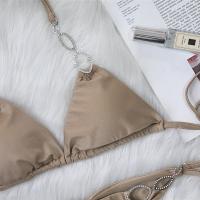 Traje de baño dividido de la correa del color sólido de las mujeres del diamante artificial de los nuevos accesorios del metal atractivo del bikini del día de fiesta - details 35