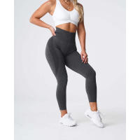 Leggings deportivos de cintura alta para mujer NVG de spandex con pantalones interiores suaves para ropa de gimnasio y fitness. - details 2