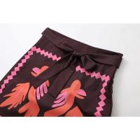 Conjunto de dos piezas para mujer, top corto, estampado vintage, cuello redondo, sin mangas, falda larga Fiestas, celebración - details 8