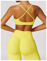 Campana de yoga para mujer - Pantalones deportivos transpirables para correr en gimnasio ajustados con cintura alta y salto de cadera - details 13