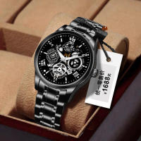 Reloj con calendario de diamantes y esqueleto luminoso para hombre resistente al agua con movimiento - details 8