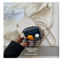 Bolso pequeño de estilo coreano con diseño de nicho para mujer, nuevo bolso para teléfono a cuadros a la moda, bolso cruzado de lana de verano, pequeño bolso cuadrado - details 6
