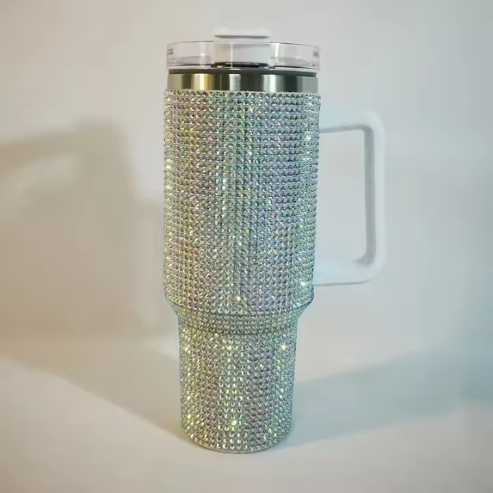 Taza aislada al vacío de acero inoxidable color café Pita de diamante sólido, helado caliente de 40 oz - 1